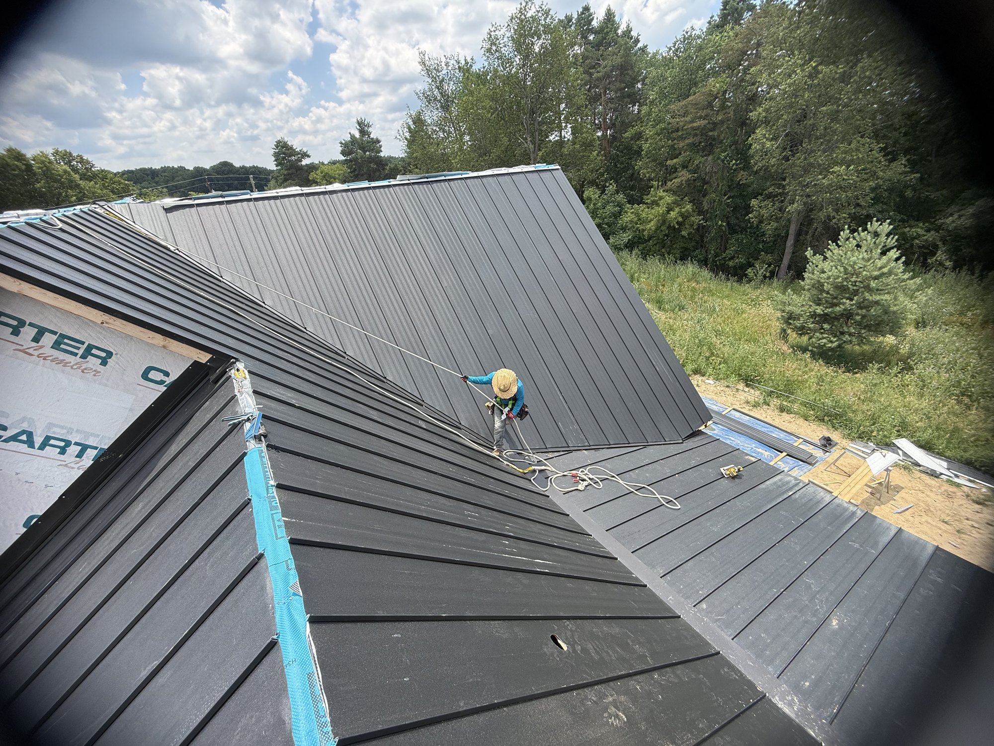 Detailed installation on a complex roof